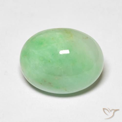 5.45ct Natürlicher Helles Salbeigrün Jade, Oval, Lichtundurchlässig