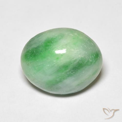 9,17 ctw natürlicher weiß-grün Jade, Oval Schliff, Lichtundurchlässig
