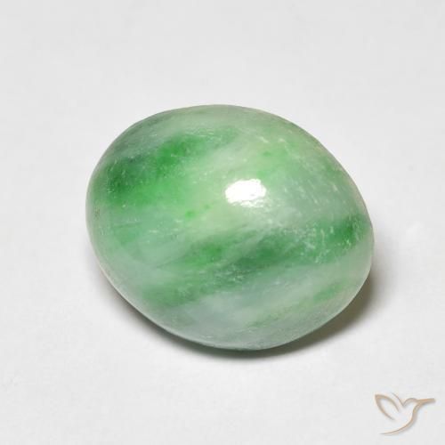 9,17 ctw natürlicher weiß-grün Jade, Oval Schliff, Lichtundurchlässig