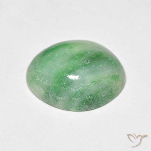 9,17 ctw natürlicher weiß-grün Jade, Oval Schliff, Lichtundurchlässig