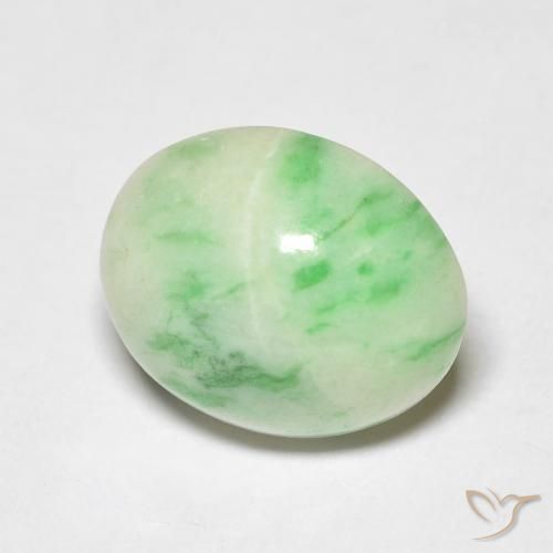 9,17 ctw natürlicher Mittelgrün Jade, Oval, Transparent