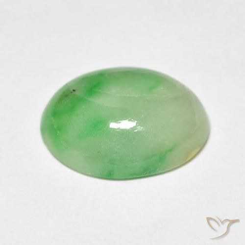 9,17 ctw natürlicher Mittelgrün Jade, Oval, Transparent