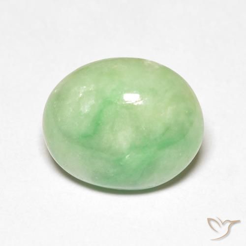 4.61ct Natürlicher Helles Birnengrün Jade, Oval, Lichtundurchlässig