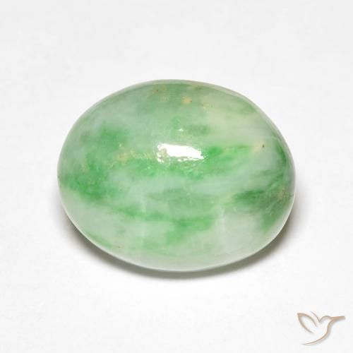 5.85ct Natürlicher weiß-grün Jade, Oval, Lichtundurchlässig