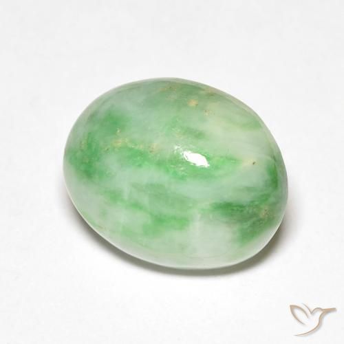 9,17 ctw natürlicher weiß-grün Jade, Oval, Lichtundurchlässig