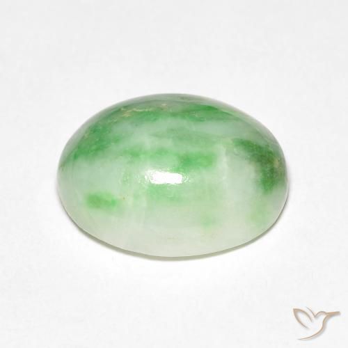 9,17 ctw natürlicher weiß-grün Jade, Oval, Lichtundurchlässig