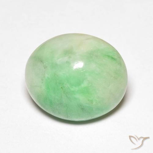 4.32ct Natürlicher weiß-grün Jade, Oval, Lichtundurchlässig