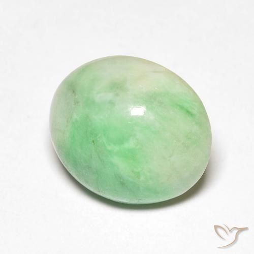 9,17 ctw natürlicher weiß-grün Jade, Oval, Lichtundurchlässig