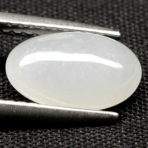 2,05 ctw natürlicher weißer Jadeit, Oval Schliff, Lichtdurchlässig