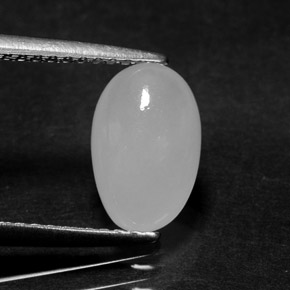 2,02 ctw natürlicher weißer Jadeit, Oval Schliff, Lichtdurchlässig