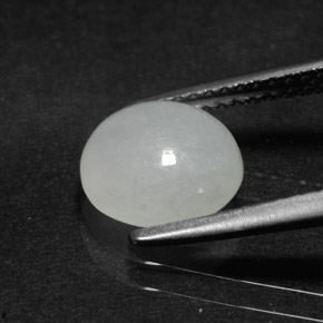 2,37 ctw natürlicher weißer Jadeit, Oval Schliff, Lichtdurchlässig