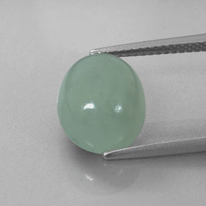 5,35 ctw natürlicher grüner Jadeit, Oval Schliff, Lichtdurchlässig