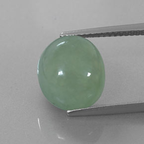6,83 ctw natürlicher grüner Jadeit, Oval Schliff, Lichtdurchlässig