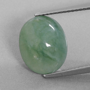 6,25 ctw natürlicher grüner Jadeit, Oval Schliff, Lichtdurchlässig
