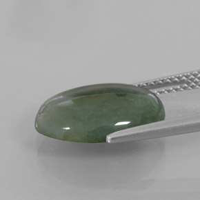5,01 ctw natürlicher grüner Jadeit, Oval Schliff, Lichtdurchlässig
