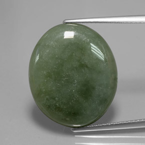 13,76 ctw natürlicher grüner Jadeit, Oval Schliff, Lichtdurchlässig