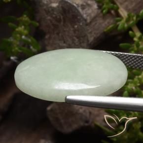 9,17 ctw natürlicher hellgelblich-grün Jadeit, Oval, Lichtdurchlässig