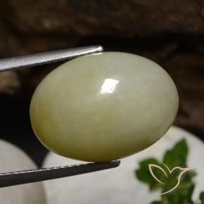 9,17 ctw natürlicher Mittel Gelb-Grün Jadeit, Oval, Lichtdurchlässig