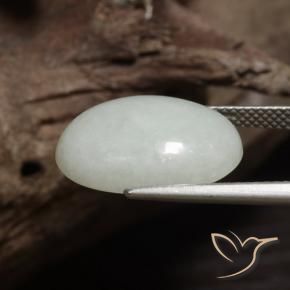 9,17 ctw natürlicher Hellgrün Weiß Jadeit, Oval, Lichtundurchlässig