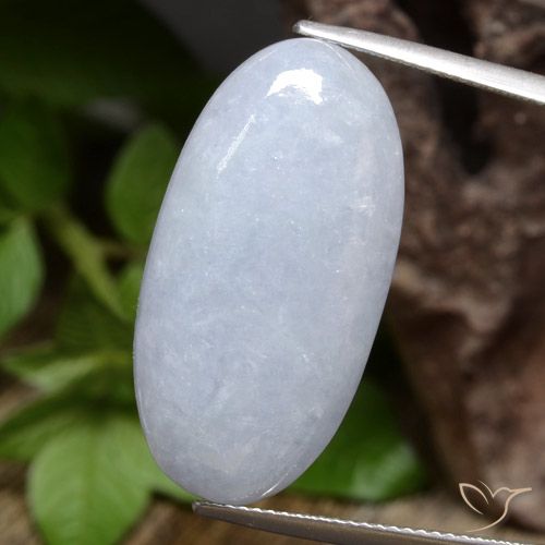 22.96ct Natürlicher Helles bläuliches Grau Jadeit, Oval, Lichtundurchlässig