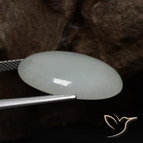 9,17 ctw natürlicher Grau Grün Jadeit, Oval, Lichtdurchlässig