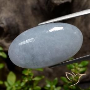 9,17 ctw natürlicher Helles bläuliches Grau Jadeit, Oval, Lichtundurchlässig