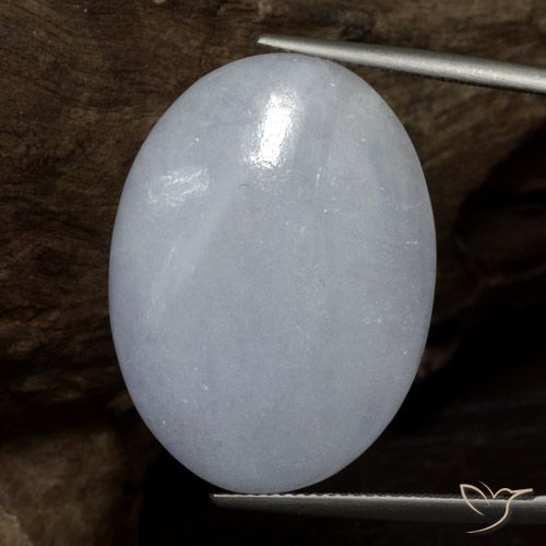 37.61ct Natürlicher Helles bläuliches Grau Jadeit, Oval, Lichtundurchlässig