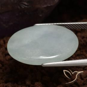 9,17 ctw natürlicher Grau Grün Jadeit, Oval, Lichtdurchlässig