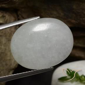 9,17 ctw natürlicher gräulich-weiß Jadeit, Oval, Lichtdurchlässig