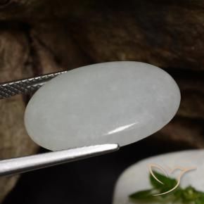 9,17 ctw natürlicher gräulich-weiß Jadeit, Oval, Lichtdurchlässig