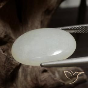 9,17 ctw natürlicher Hellgrün Weiß Jadeit, Oval, Lichtdurchlässig