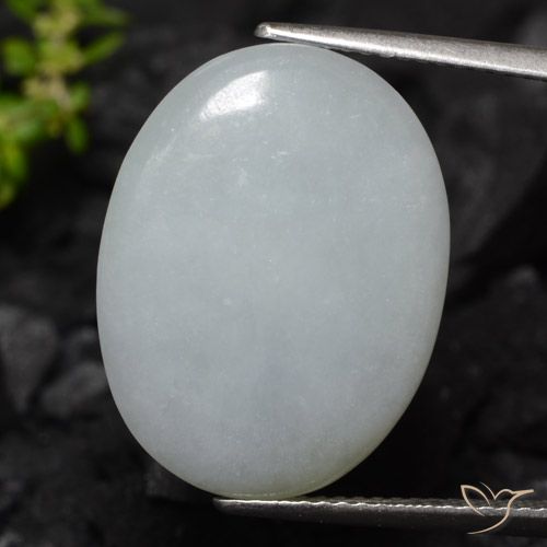12.63ct Natürlicher Hellgrau Jadeit, Oval, Lichtdurchlässig