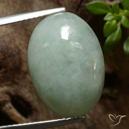 11.09ct Natürlicher Grau Grün Jadeit, Oval, Lichtdurchlässig