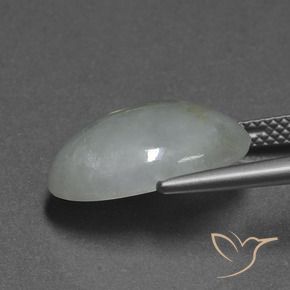 9,17 ctw natürlicher grün-weiß Jadeit, Oval Schliff, Lichtdurchlässig