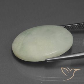 9,17 ctw natürlicher Grau Grün Jadeit, Oval, Lichtdurchlässig