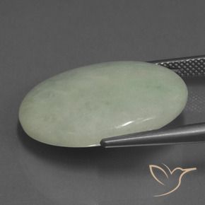 9,17 ctw natürlicher Grau Grün Jadeit, Oval, Lichtdurchlässig