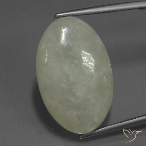 31.57ct Natürlicher Warmes Hellgrün Jadeit, Oval, Lichtdurchlässig