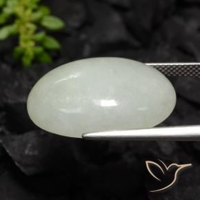 9,17 ctw natürlicher Blasses grünliches Weiß Jadeit, Oval, Lichtdurchlässig
