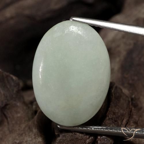 11.60ct Natürlicher Grau Grün Jadeit, Oval, Lichtdurchlässig
