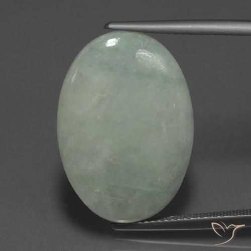 20.92ct Natürlicher Grau Grün Jadeit, Oval, Lichtdurchlässig