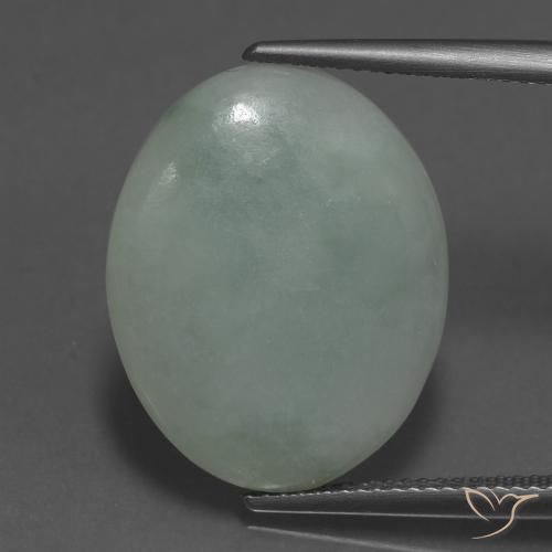9,17 ctw natürlicher Moosiges Graugrün Jadeit, Oval, Lichtdurchlässig