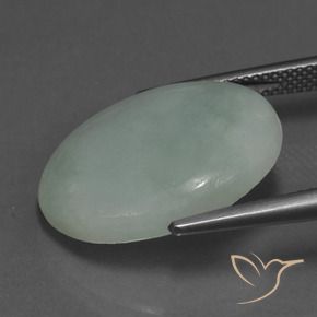 9,17 ctw natürlicher Moosiges Graugrün Jadeit, Oval, Lichtdurchlässig
