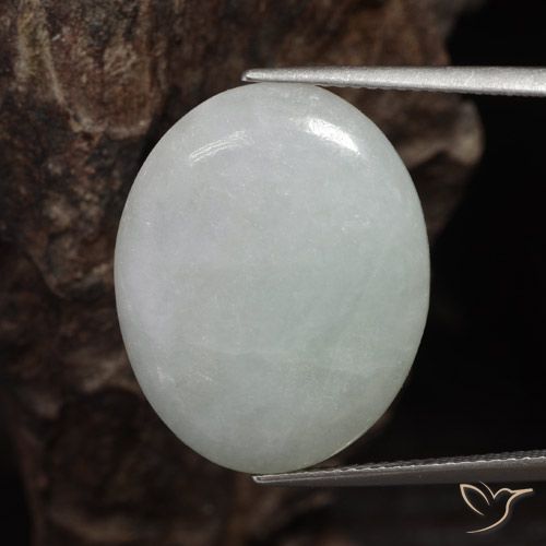 16.93ct Natürlicher Graugrün Jadeit, Oval, Lichtdurchlässig
