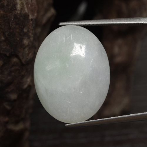 16,87 ctw natürlicher weißer Jadeit, Oval Schliff, Lichtdurchlässig