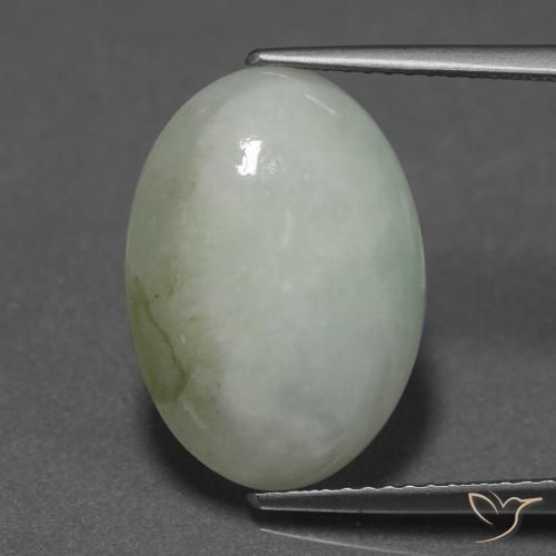 9,17 ctw natürlicher grün-weiß Jadeit, Oval, Lichtdurchlässig