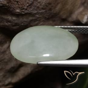 9,17 ctw natürlicher Grau Grün Jadeit, Oval, Lichtdurchlässig