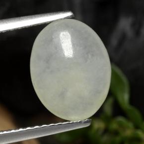 3,13 ctw natürlicher weißer Jadeit, Oval Schliff, Lichtdurchlässig