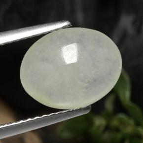 3,13 ctw natürlicher weißer Jadeit, Oval Schliff, Lichtdurchlässig
