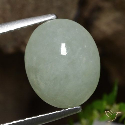 4.87ct Natürlicher Grau Grün Jadeit, Oval, Lichtdurchlässig