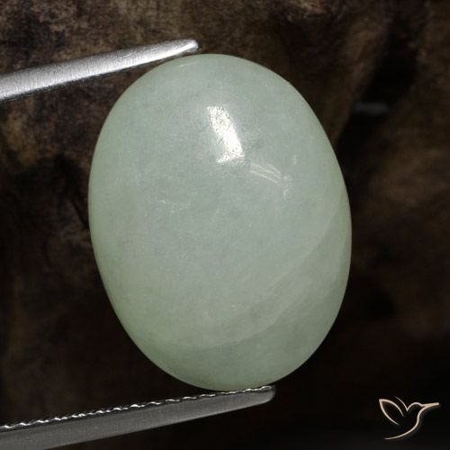 9.67ct Natürlicher Blasses Grün Jadeit, Oval, Lichtdurchlässig